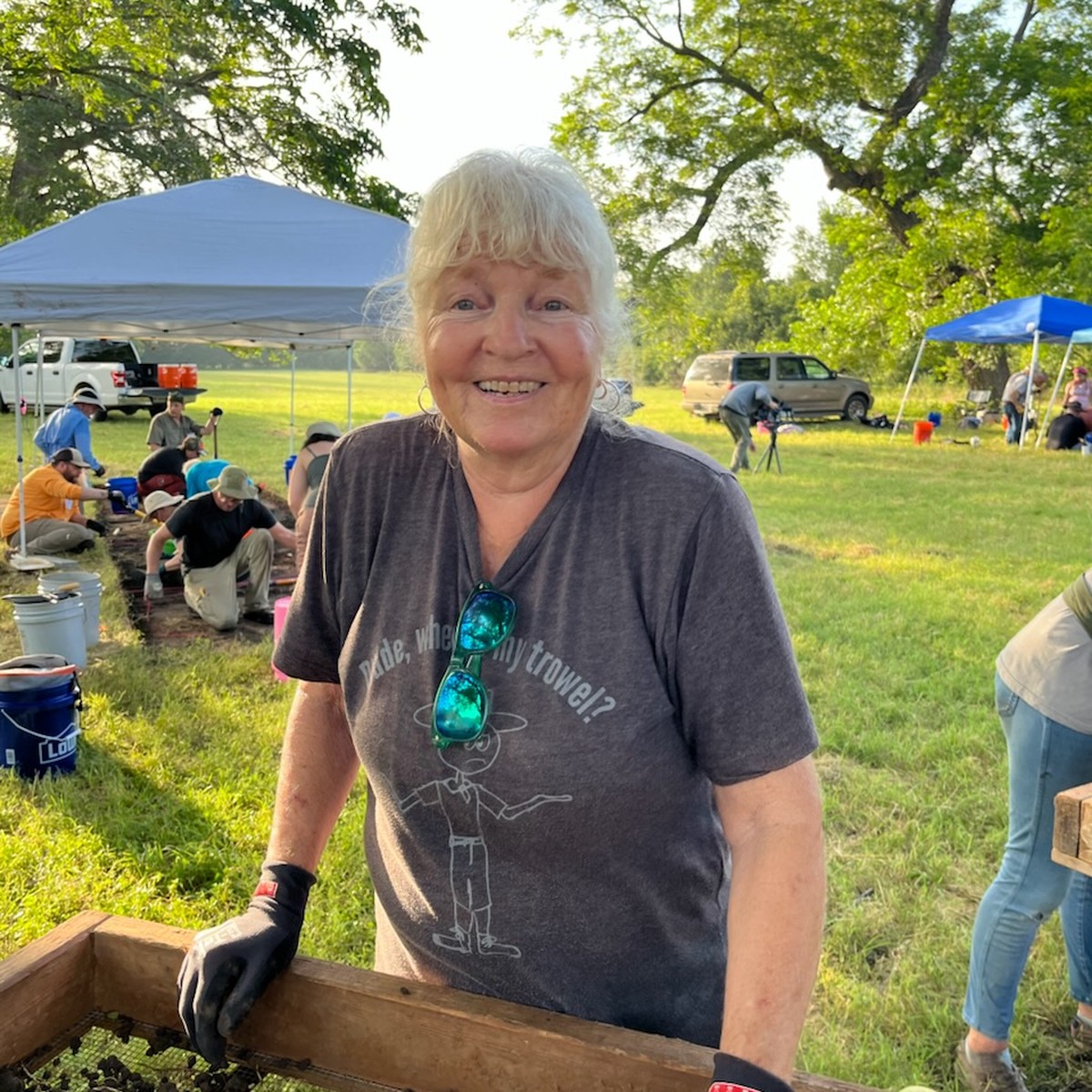 Francoise Wilson, hard at work out in the field